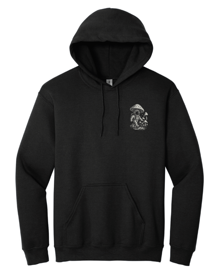 Trippy astronaut hoodie with mushroom design
