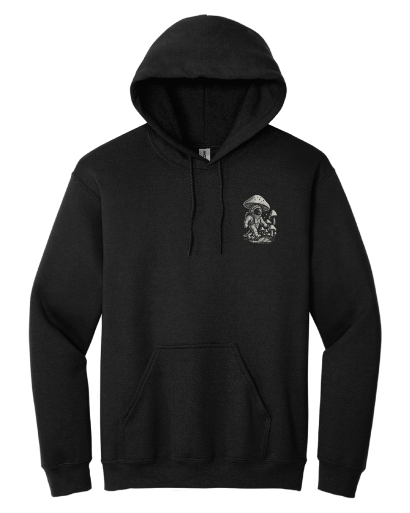 Trippy astronaut hoodie with mushroom design
