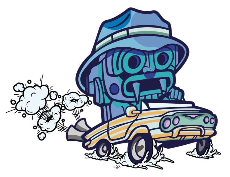 Tlaloc driving a low rider